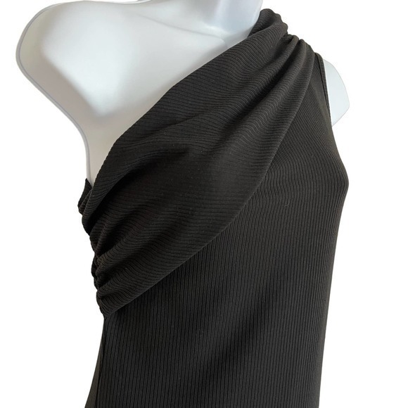 House of Harlow 1960 One Shoulder Body Con Stretch Black Ribbed N/S - Picture 9 of 11